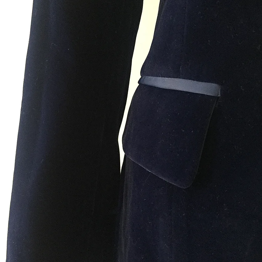 Модный женский темно-синий вельветовый Блейзер, пальто, высокое качество, длинный рукав, Осенний Блейзер, зимняя винтажная верхняя одежда на пуговицах