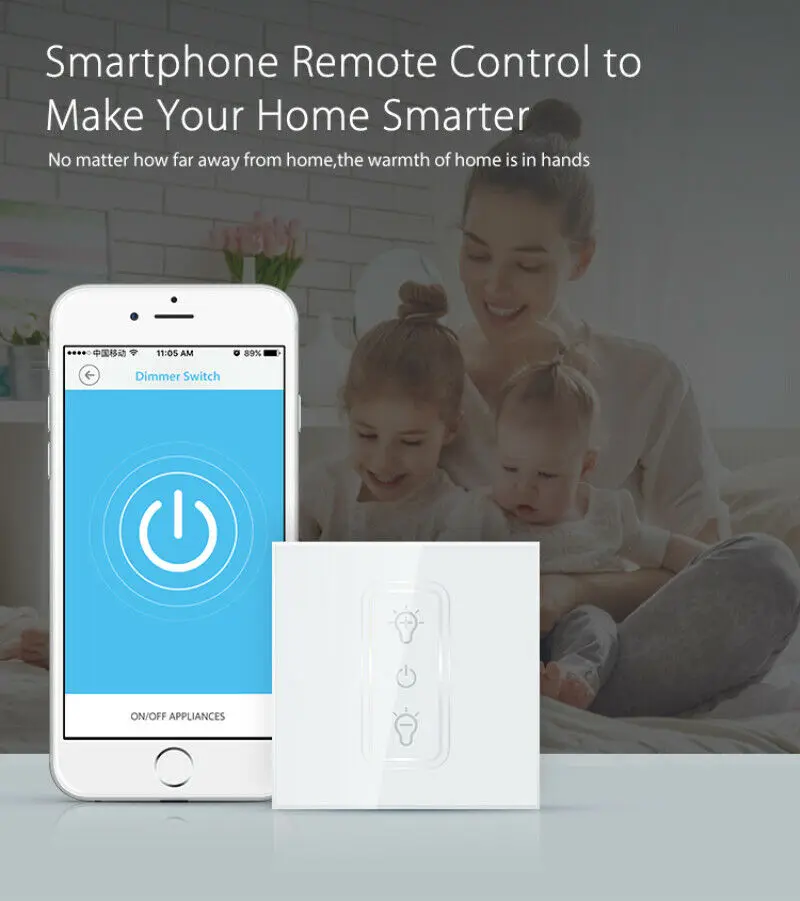 Нажимной переключатель, умный светильник, переключатель, панель, Wifi, диммер, работает с Alexa Google Home, EU Plug