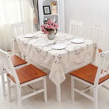 

Withme Tablecloth Cloths Flower Cotton Linen Dustproof kitchen pattern Dinning room Coffee Floral print Rectangular Table Covers