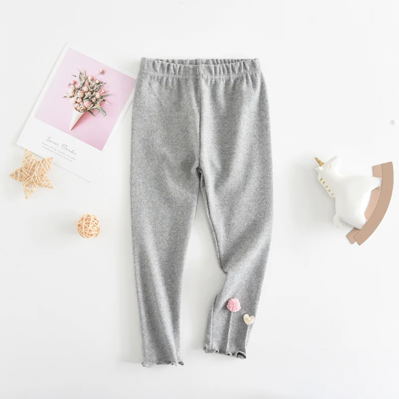 light grey A Милые леггинсы для девочек с радужной вышивкой и сердечками; штаны из чистого хлопка; Детские повседневные штаны; сезон весна-осень - Цвет: light grey A