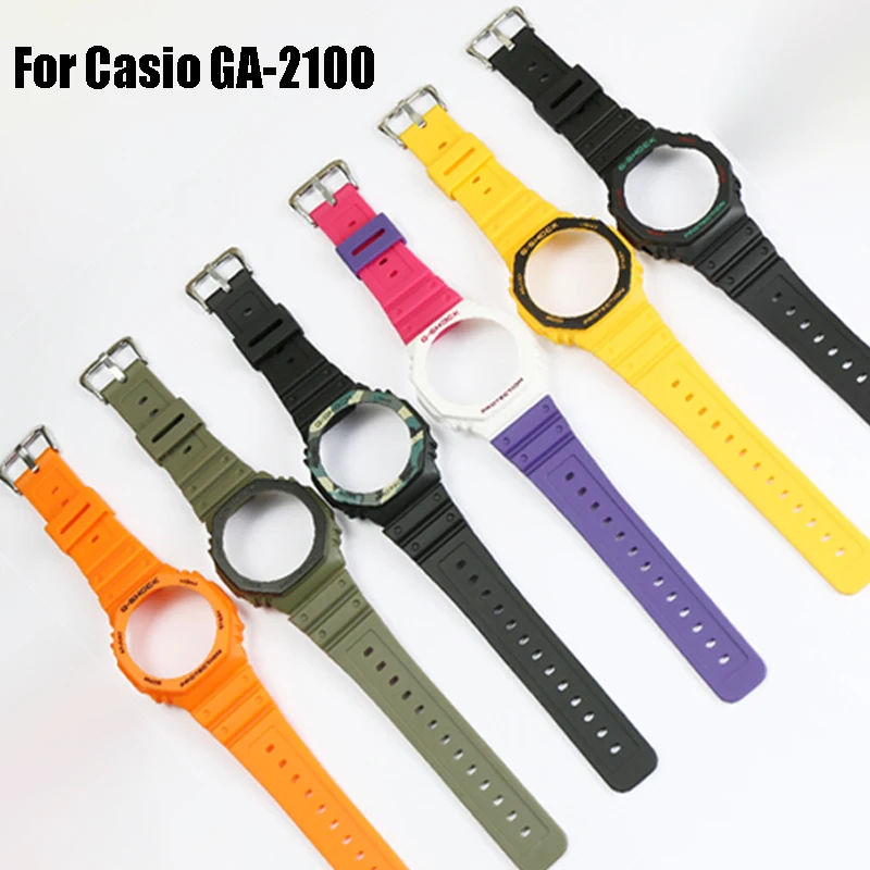 Силиконовый ремешок для часов Casio GA-2100 сменный и чехол G-shock GA-2110 аксессуары сделай