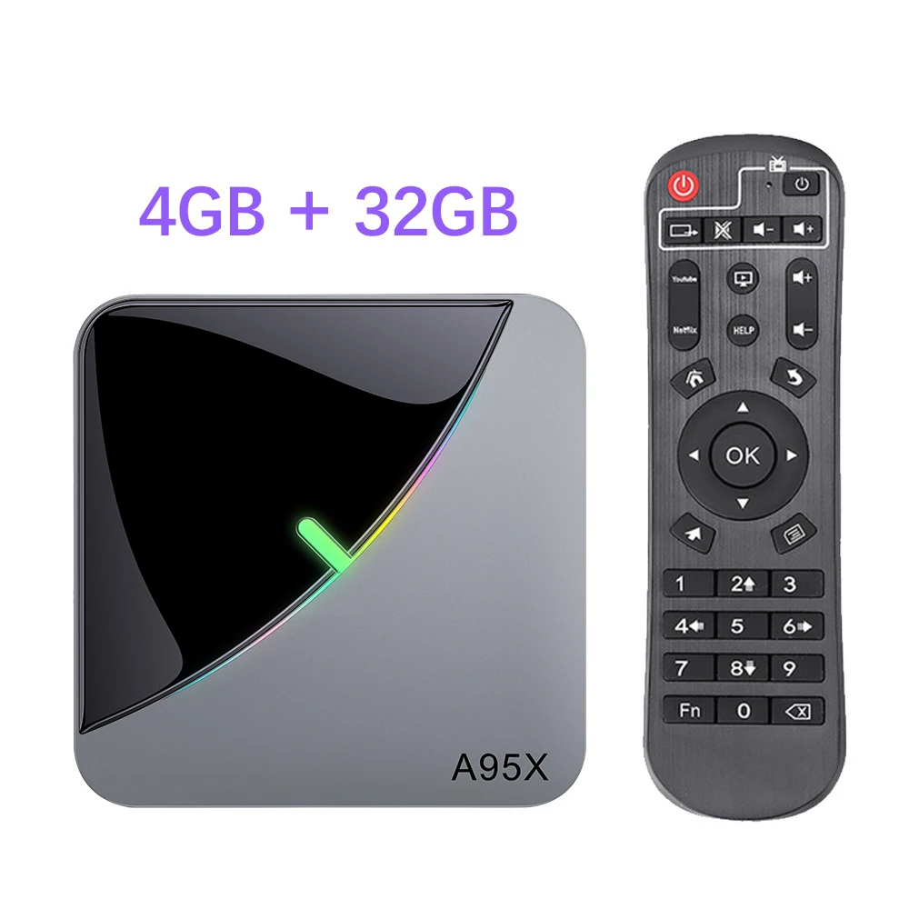 4G 32G Android 9,0 RGB светильник Smart tv Box Amlogic S905X3 USB3.0 1080P H.265 4K 60fps Wifi Google Play Netflix Youtube A95X F3 Air 8K - Цвет: 4G 32G