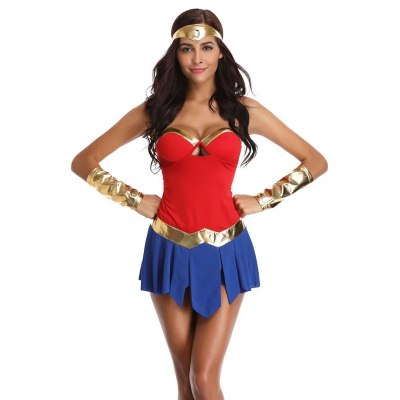 Sexy Wonder Woman Costumes Adult Women Fancy Dress Diana Princess DC Comic Superhero Cosplay Cartoo