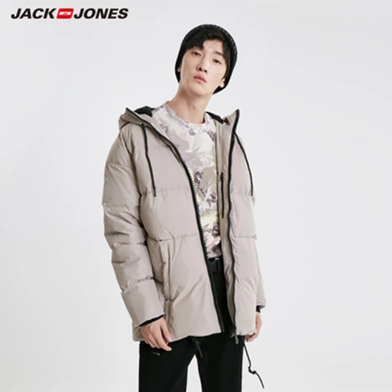 JackJones мужская зимняя куртка с капюшоном на утином пуху, мужская повседневная модная куртка, брендовая новая мужская одежда 218312531