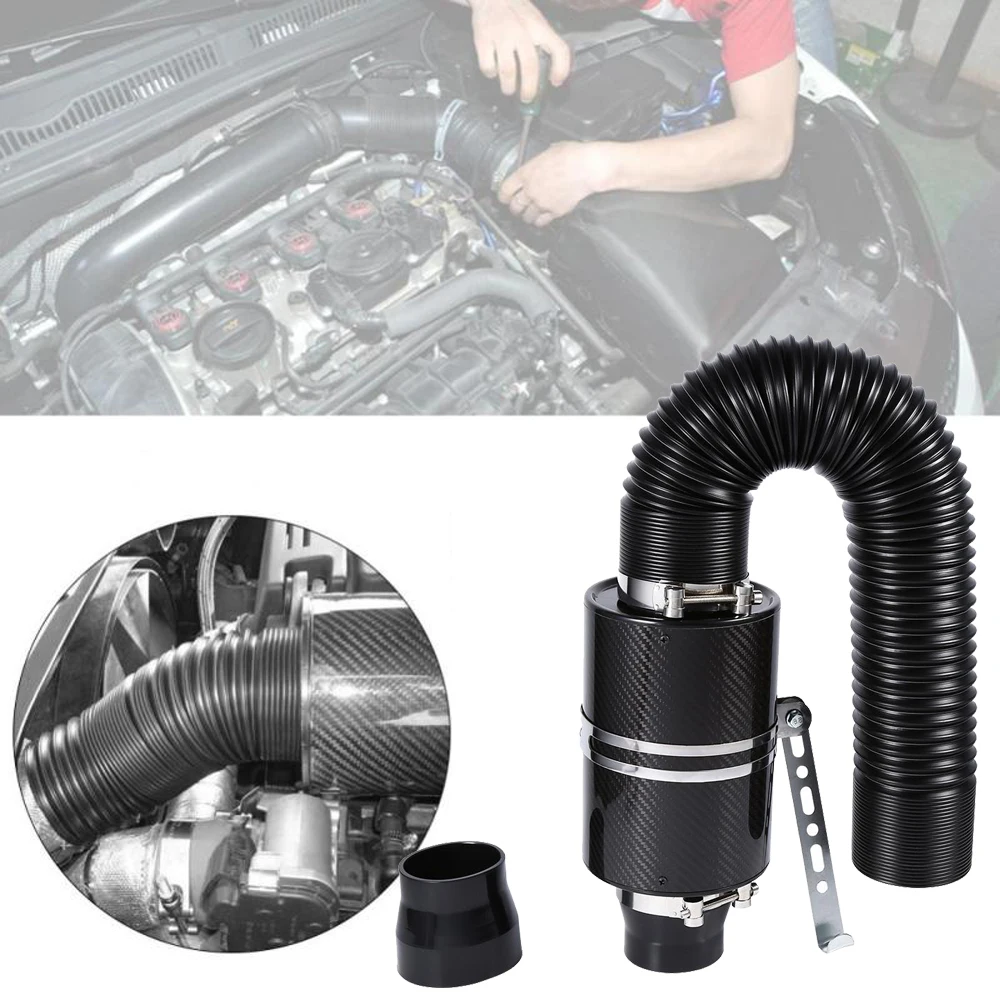 76mm-3-Universal-Car-Cold-Air-Filter-Induction-Kit-Carbon-Fiber-Induction-Ram-Filter-Box-Cold