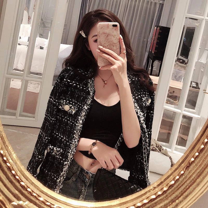 韓国の女性のツイードジャケット コート チャンネルスタイル 春と秋の服 ベーシックジャケット Aliexpress