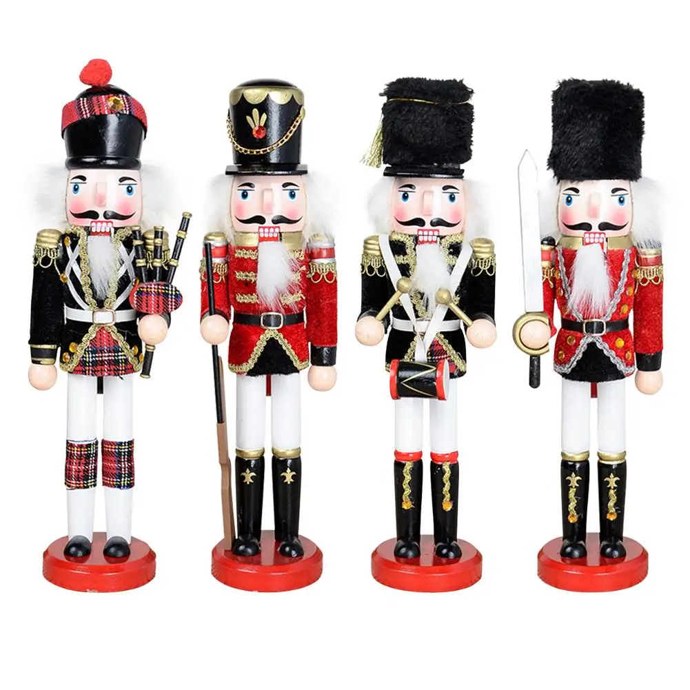 

Handmade Crafts 30CM Nutcracker Doll Soldier Shape Painted Puppets Decoration Pendant Christmas Tree Toy