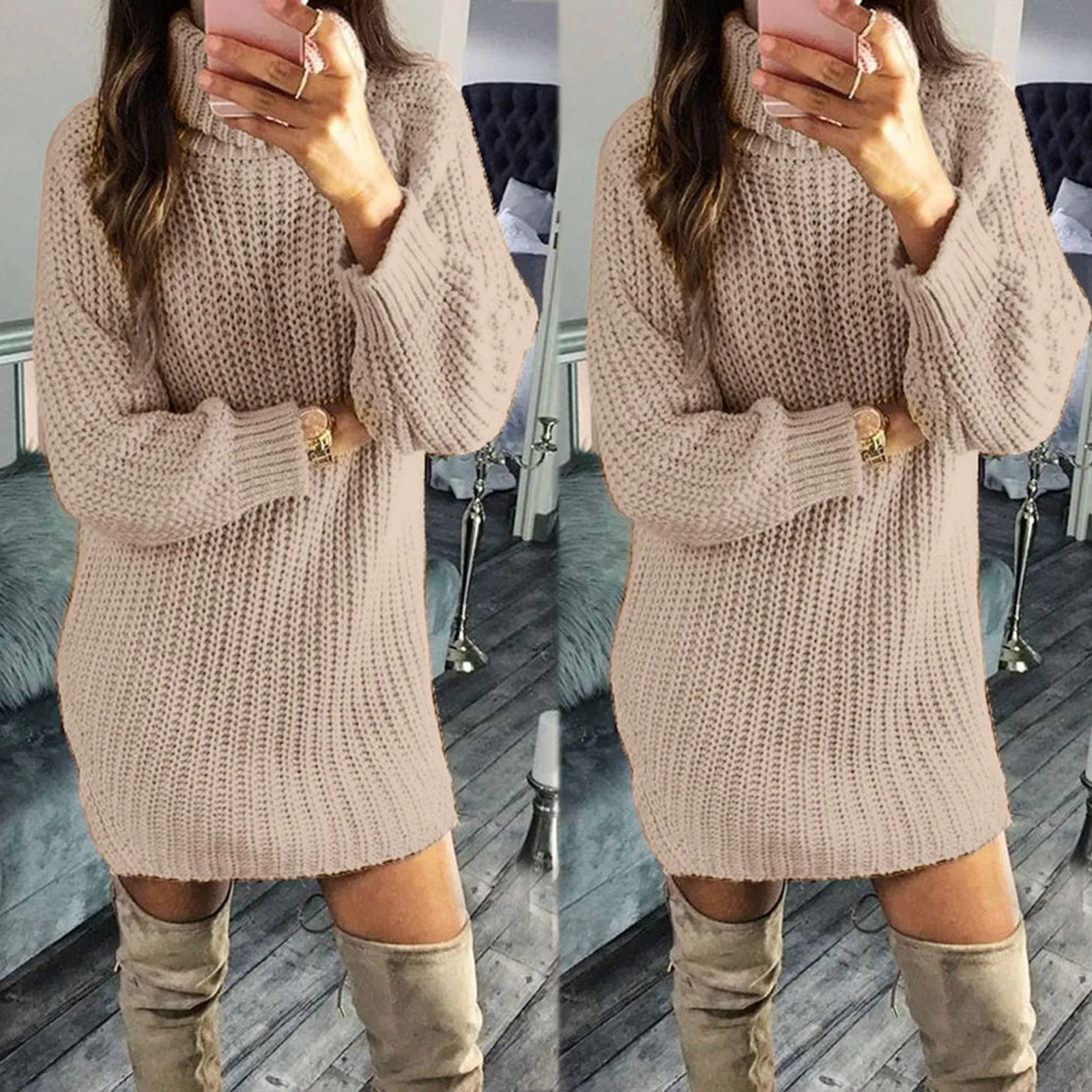 Женский свитер оверсайз Pull Hiver однотонный зимний осенний теплый вязаный с