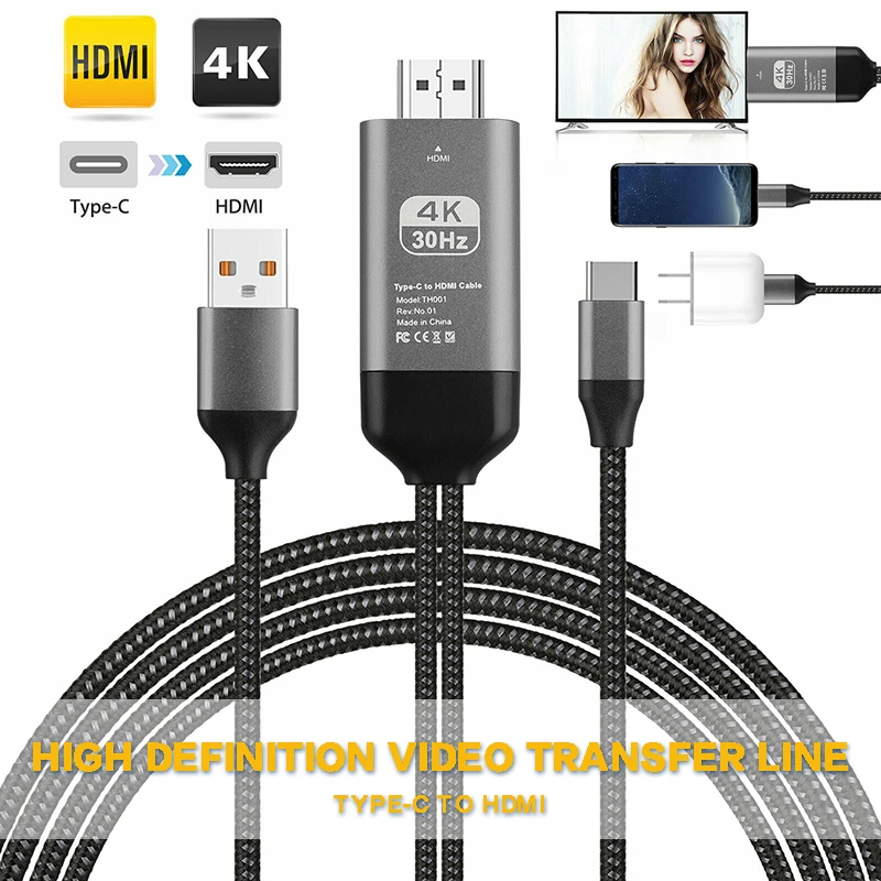 Type-C к HDMI адаптер HD видео конвертер кабель для samsung Galaxy S10 S9 Note 9 цифровые кабели данных для huawei MAte 30 20 pro