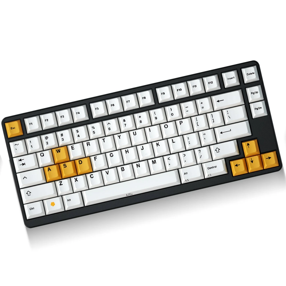 Вишневый профиль Белый Желтый цвет Keycaps краситель Sub черный принт толстый PBT для