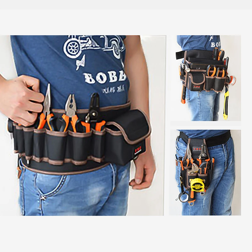 AIRAJ Portable Belt Bag Double Oxford Cloth Waterproof Electrician Tool Bag Multifunctional Tool Storage Toolkit with Belt