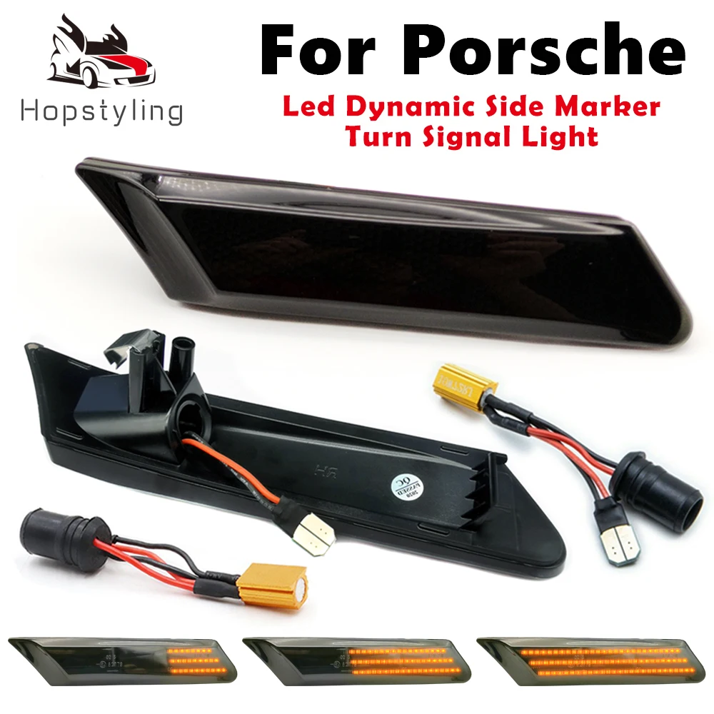 

2x LED Dynamic Side Marker Turn Signal Light Sequential Blinker lamps For Cayman Boxster 987 Porsche 911 Carrera Targa Turbo 997