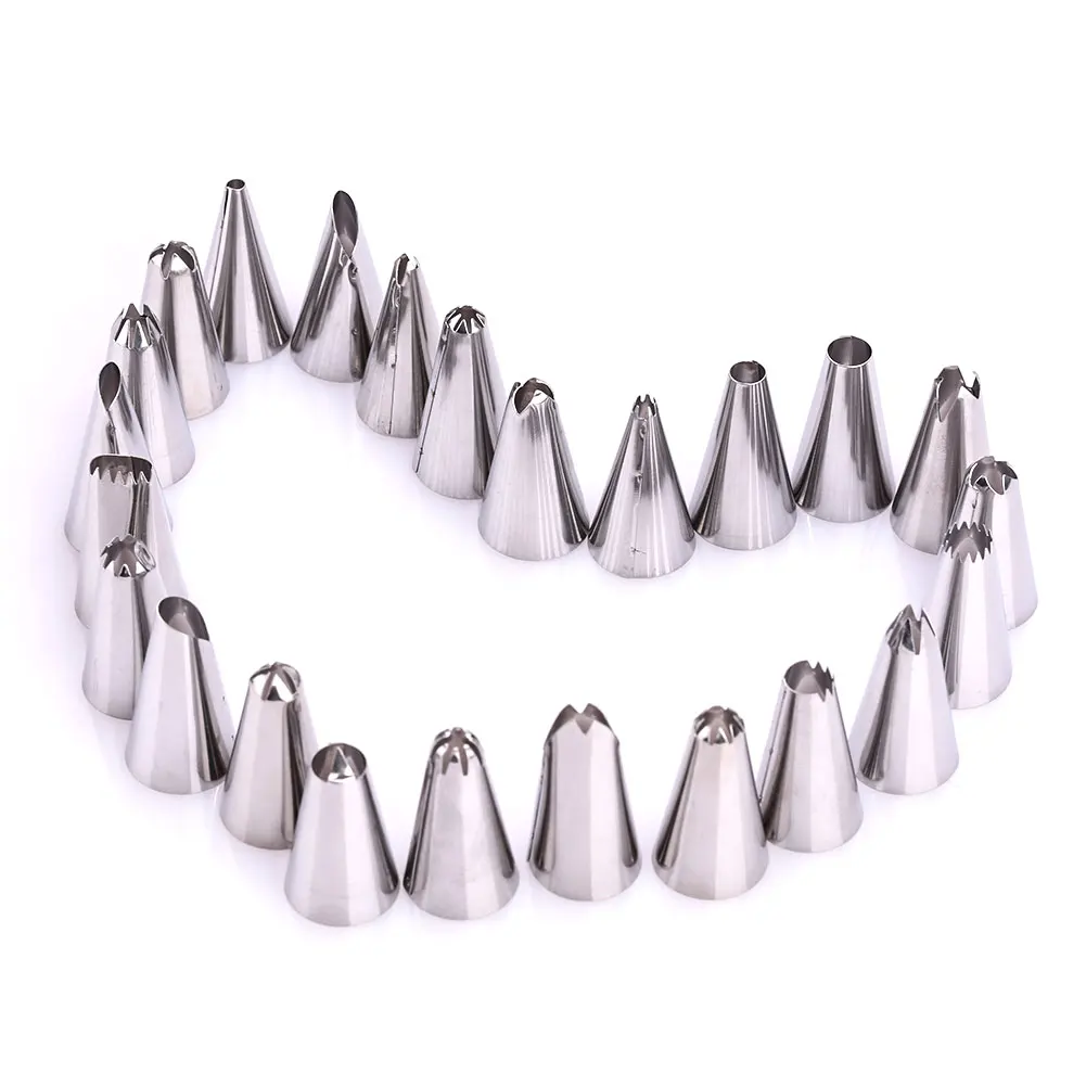 Mounting Patterns Cake 24PCS 24Pcs/Set Pastry Stainless Steel Cake*Nozzle Fondant Decorating Tools Nails Silver Converter