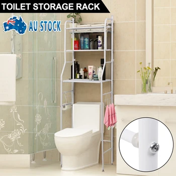 

White Over Toilet Bathroom Storage Rack Bathroom Space Saver Shelf Organizer Holder Floor Stand Shelf Multi-function Metal Rack