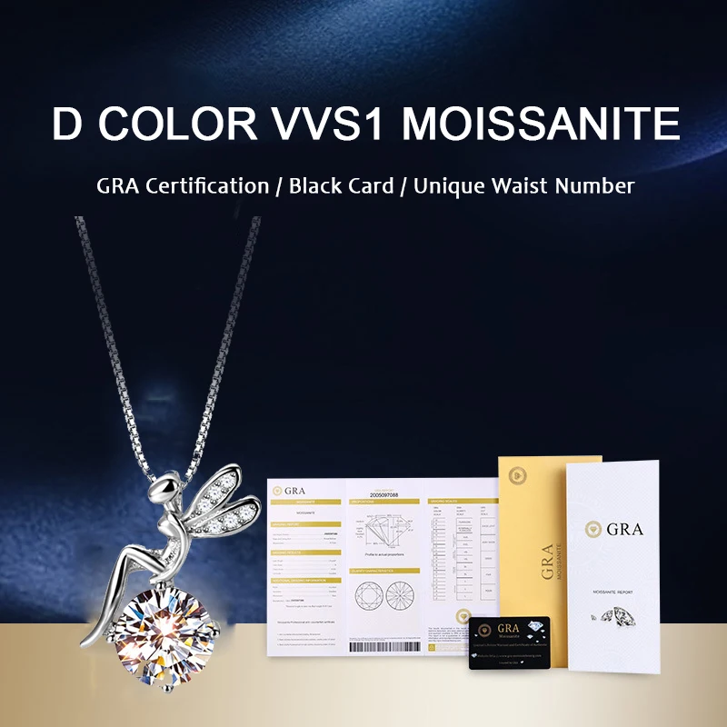 1CT Moissanite Elves Necklace For Women 925 Sterling Silver D Color VVS1 Excellent Cut Round Diamond Elf Necklace Fine Jewelry - Image 2
