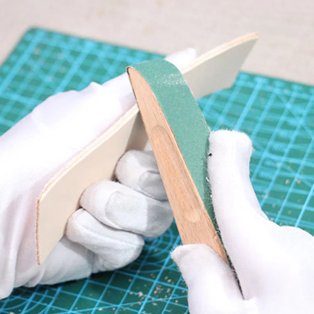Sanding Block Beech Handmade Leather Durable Auxiliary Grinding Practical DIY Edge Grinding Treatment Wooden Tool Sandpaper