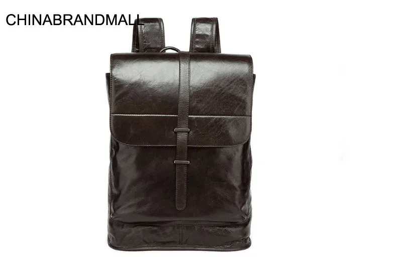 

Large capacity casual backpack geninue leather soft calf skin school bag for men