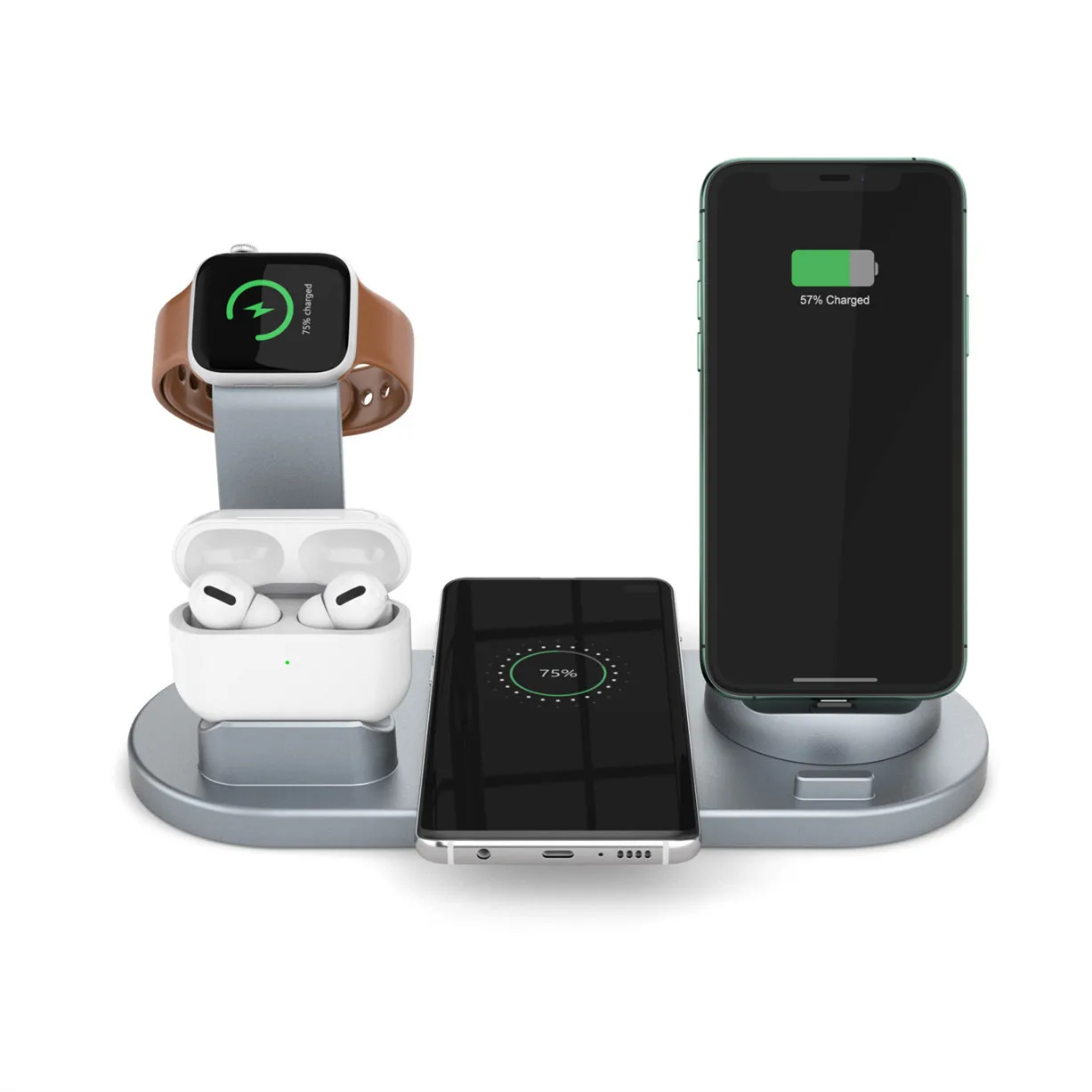 3-в-1 Беспроводное зарядное устройство Подставка для Apple Iwatch Aripods пластиковая