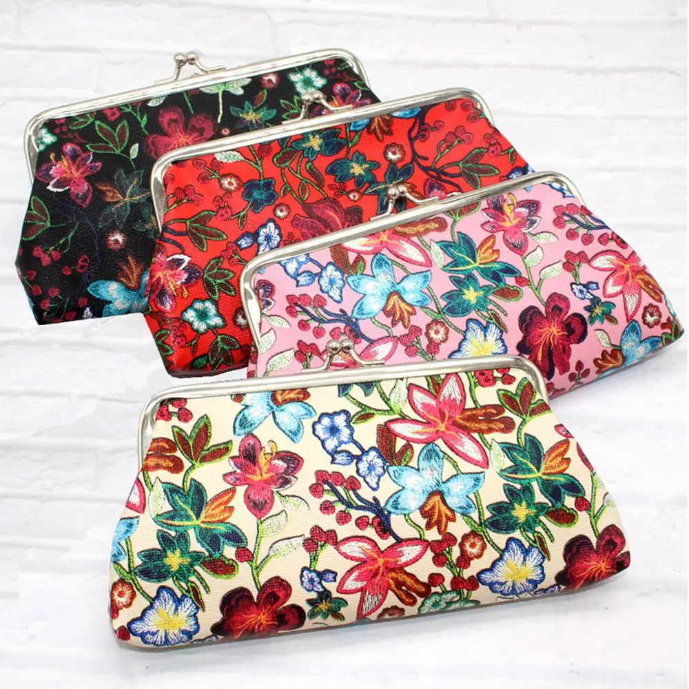 

Coin Purse Wallet Lipstick Clutch package Retro Printing Flower Phone bag Wallet Coin Purse Storage Card Holders bag organizer#
