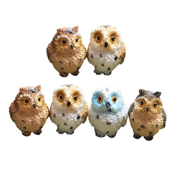 

8pcs Home Decor Exposed Owl Pattern Mediterranean Style Resin Micro Landscape Creative Decorative Ornament (Random Color)