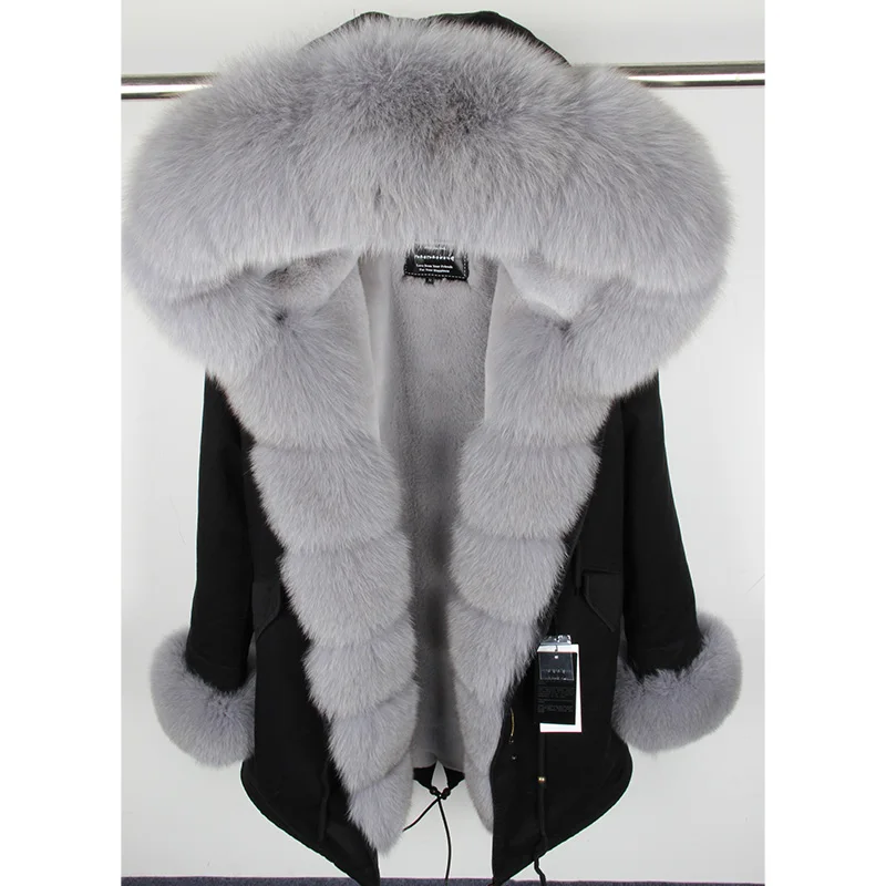 

2020 natural real fox fur Jacke coat Real Fox Fur Collar Cuff Hooded Coat Short Parka Long Camouflage winter jacket