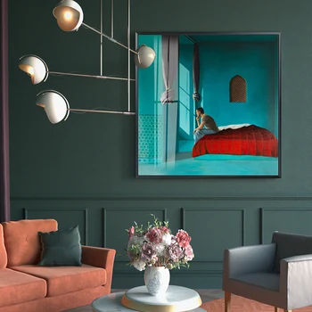 

Nordic Color house Abstract Figuar wall art Canvas posters Painting Prints Posters literary style for Living Room Morden Decor