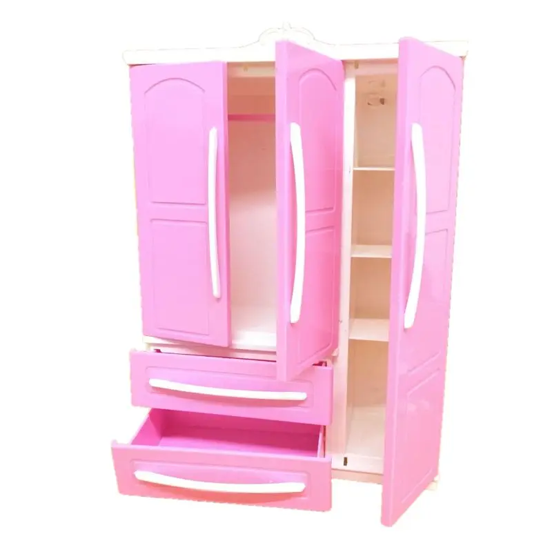 30CM Dollhouse Furniture 31 Items/Set=1 Wardrobe + 30 Doll Accessories Dolls Clothes Dresses Crowns Necklace Shoes For Babi