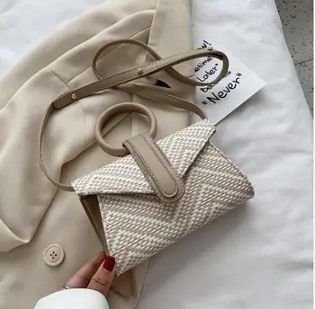 

2020 New Fashion Korean Style Summer Woven Shoulder/Crossbody Bag Women's Western Style Cool Ring Portable Envelope Bag