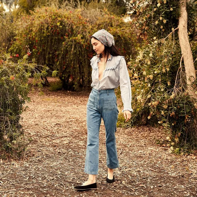 Pantalones vaqueros ajustados de pierna ancha para mujer, Jeans informales  de marca, de cintura alta, color azul francés, Vintage, a la moda,  ML107|Pantalones vaqueros| - AliExpress
