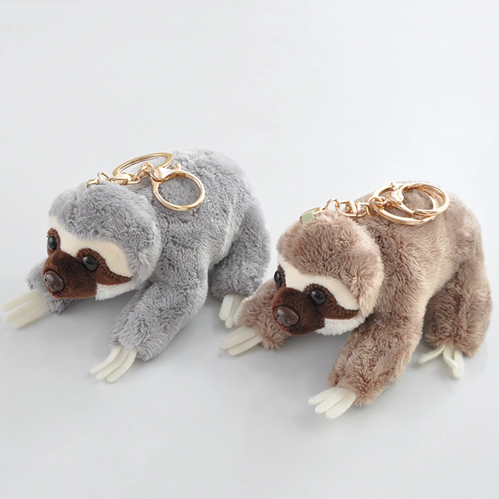 

12cm Cute Lying Sloth Plush Bag Pendant Kawaii Animal Plush Toys Kids Children Lovely Doll Key Chains Girl Backpack Accessories