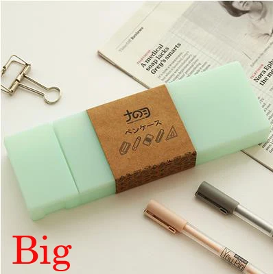 Big green Японский милый чехол-карандаш для школы etui прозрачный ПП пластиковый чистый цвет чехол-карандаш trousse scolaire stylo 04858 - Цвет: Big green