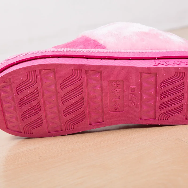 Winter Color Striped Wool Slippers Couple Home Thick Warm Men and Women Cotton Slippers House Slippers Cute Plush Women Shoes