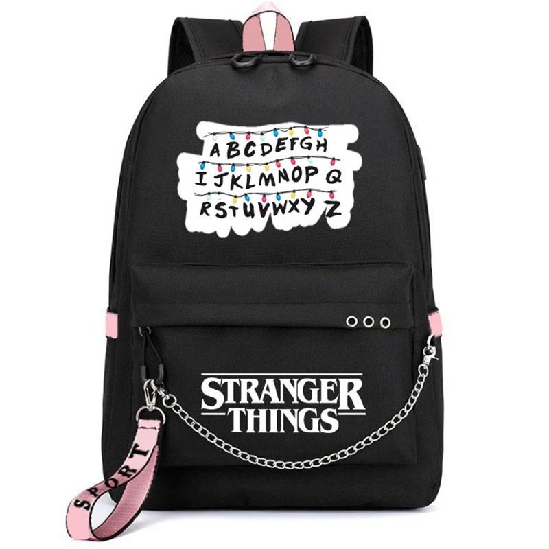 

New Stranger Things backpack Multifunction USB Charging Travel Canvas Student Backpack For Teenagers Boys Girls School Bag