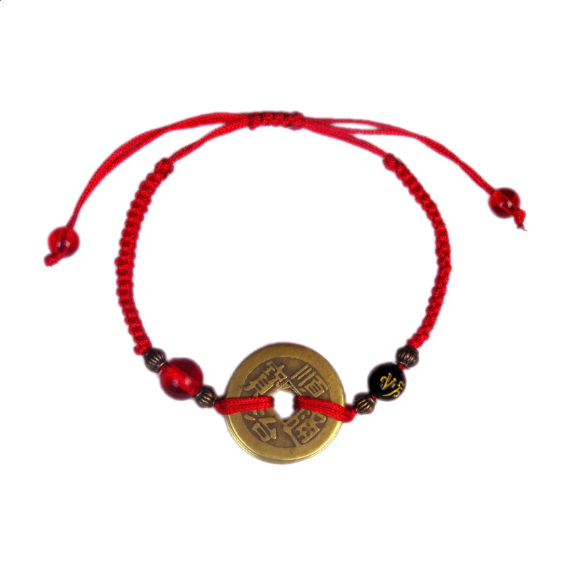 Bracelet Jewelry Buddhism Six Words Ancient Coin Kabbalah Red String Lucky Protection Red Rope Bracelets bracelet jewelry
