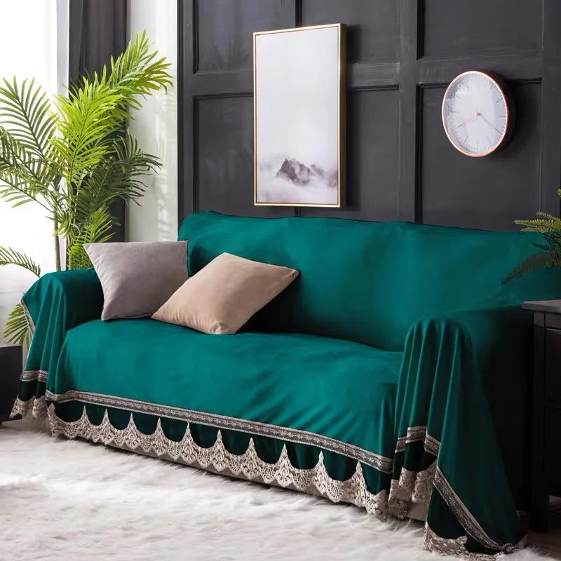 Роскошный чехол для дивана полотенце гостиной кружевные Плюшевые Чехлы мебели