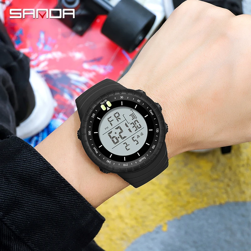 SANDA 2023 New Men's Watches Outdoor Sport Military Digital Watch 50M Waterproof Wristwatch for Men Clock Relogio Masculino 6071 6