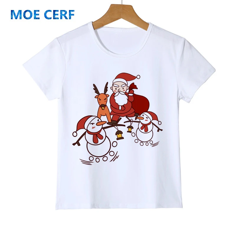 Детская футболка Рождественская футболка с короткими рукавами для мальчиков и девочек детская футболка с Санта-Клаусом Y30-1 - Цвет: 9