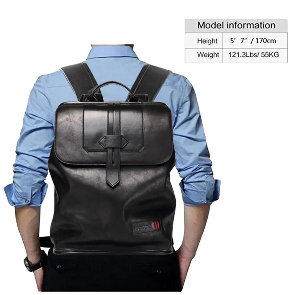BISON DENIM New Men Large Capacity Backpack Fashion Leather Waterproof Men Backpack Casual Laptop Travel School Bags N2581 3