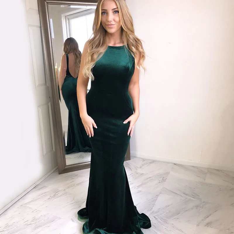 green velvet evening dress