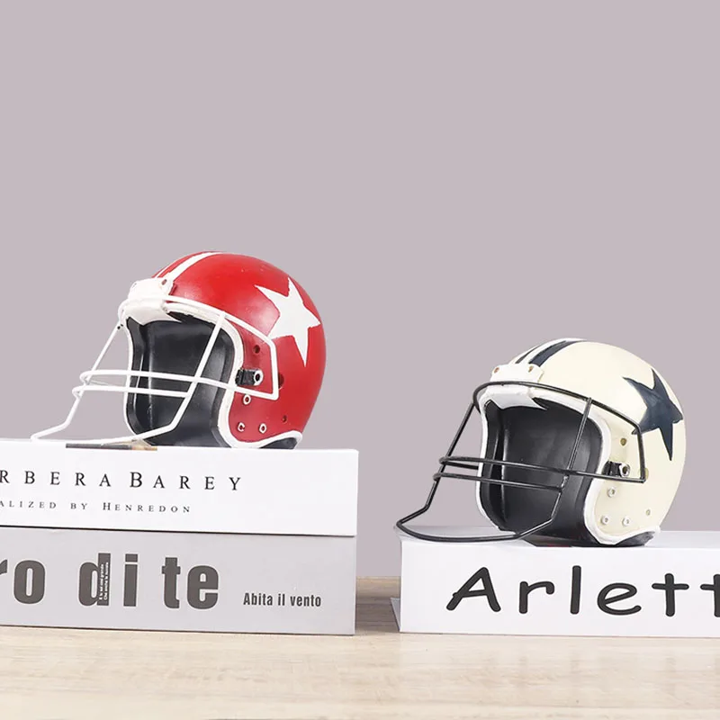 Home Decoration Accessories Retro Motorcycle Football Helmet Creative Resin Crafts Souvenir Gift Shop Window Props