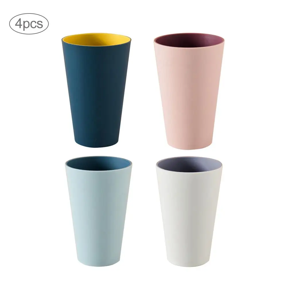 

4Pcs Simple Drinking Water Cup Wash Cups Toothbrush Holder Home Bathroom Products Plastic Geometry Mouthwash Cup