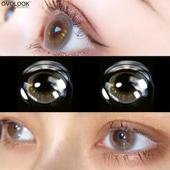 

OVOLOOK-1 Pair Lenses Colored Lenses for Eyes Gray/Brown Contact Lenses Small Milk Cat Series Eye Color Lens Colored Contacts