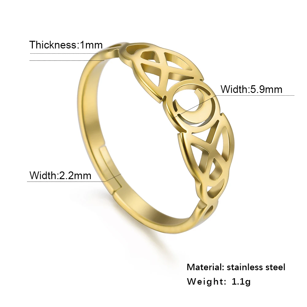 Moon Finger Ring For Women Triquetera Irish Knot Steel Color Stainless Steel Gifts For Men Lover Couple Rings Jewelry couples rings stainless steel ring finger ring jewelry accessories