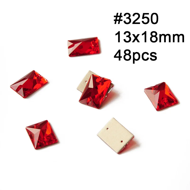 Rectangle 13X18mm Хрустальные Стразы светло Сиам красное стекло пришивные стразы с отверстиями плоские с оборота DIY Швейные Стразы для одежды свадебное платье - Цвет: Rectangle 13X18mm