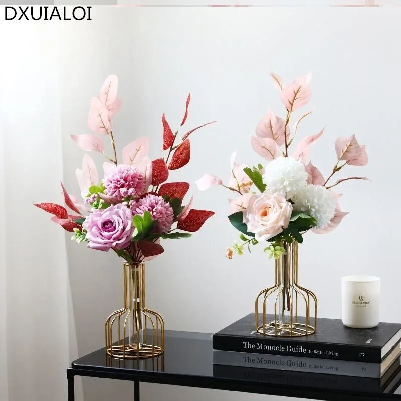 Transparent Vase of Hydroponic Glass Decoration Nordic metal and test tubeVase for the Flowers Small Terrarium HomeDecor gift | Дом и сад