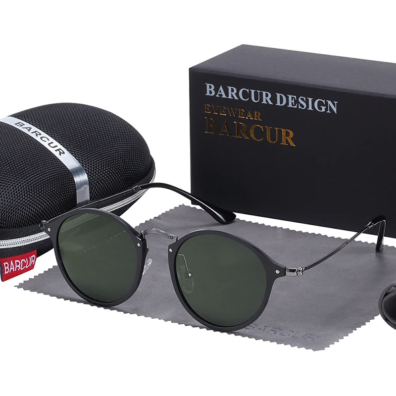 BARCUR Round Sunglasses Steampunk Sunglasses Polarized Women Sunglases Retro BC8575