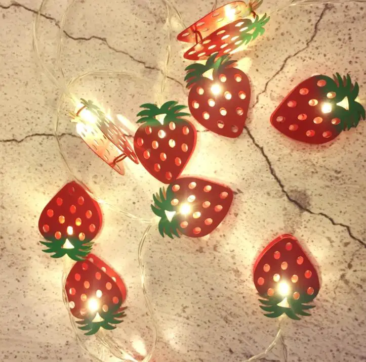 

Battery Box Light String LED Metal Strawberry Festival Colorful Light 2m 10led
