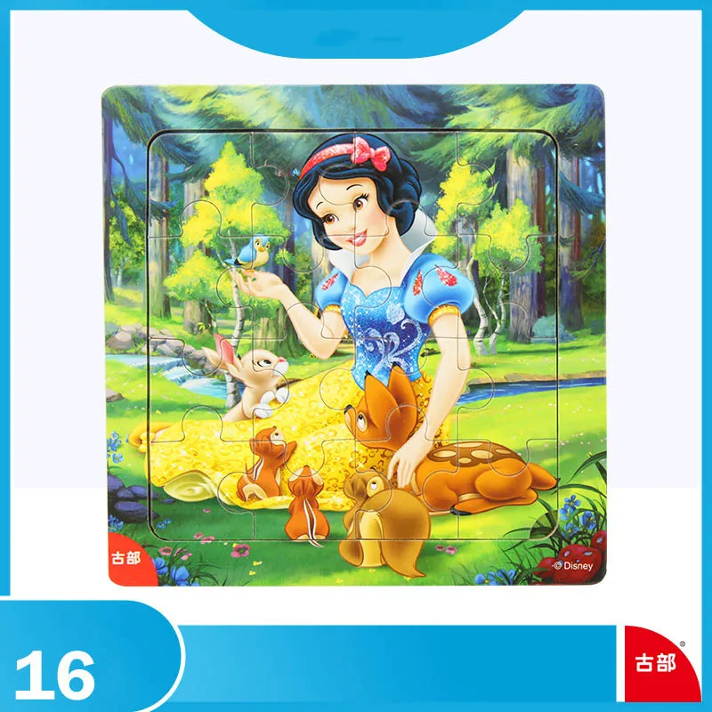 Дисней 9 шт./16 шт. Белоснежка Томас Айша мультфильм головоломка деревянная коробка Головоломка Детские развивающие игрушки - Color: 16 pieces