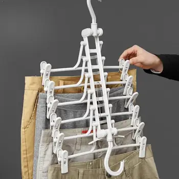 

Telescopic Cloth Hangers Folding Drying Clothes Pants Home Organizer Trousers With Hooks Storage Hanger Wardrobe Clips W0E1