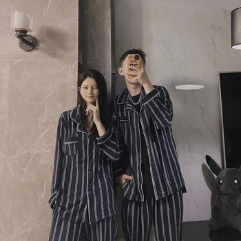 

Sleepwear Women's Cotton Lovely Print Pajamas for Girls Long Home Wear Plaid Pants Femme Couple Pijamas Lounge Set Nightie 2020